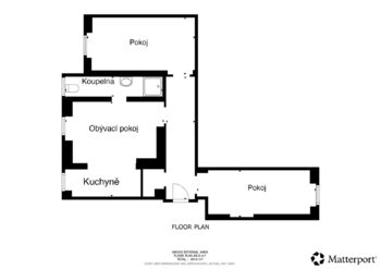 Půdorys bytu z 3D scanu  - Prodej bytu 3+1 v osobním vlastnictví 61 m², Litoměřice
