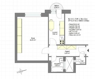 Pronájem bytu 1+1 v osobním vlastnictví 41 m², Brno