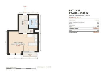 Prodej bytu 1+kk v osobním vlastnictví 41 m², Praha 5 - Zličín