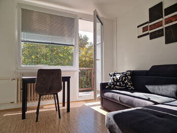 Z obýváku do lodžie - Pronájem bytu 1+1 v osobním vlastnictví 27 m², Praha 9 - Střížkov