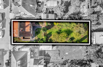 Rodinný dům, K Zámečku, Pardubice - půdorys pozemku - Prodej domu 123 m², Pardubice