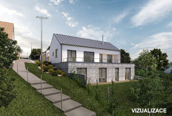 Vizualizace projektu domu - Prodej pozemku 1047 m², Olšany