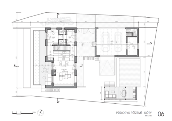 Projekt domu - půdorys přízemí - Prodej pozemku 1047 m², Olšany