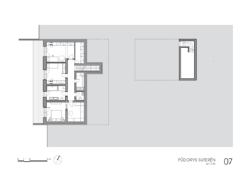 Projekt domu - půdorys suterén - Prodej pozemku 1047 m², Olšany