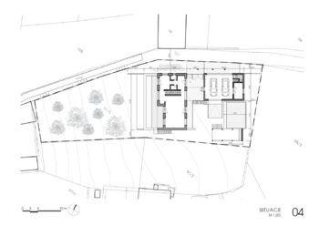 Situace umístění domu na pozemku - Prodej pozemku 1047 m², Olšany