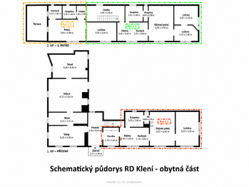 Půdorys obytné části - Prodej domu 494 m², Benešov nad Černou