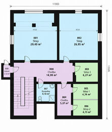 nabízené prostory - modré plochy - Prodej kancelářských prostor 61 m², Ústí nad Labem