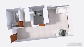 axonometrie bytu - Prodej bytu 1+kk v osobním vlastnictví 33 m², Brno