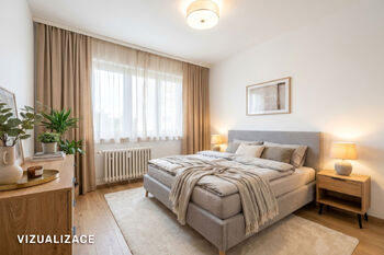 Ložnice 2 - vizualizace - Prodej bytu 3+1 v družstevním vlastnictví 70 m², Praha 10 - Malešice