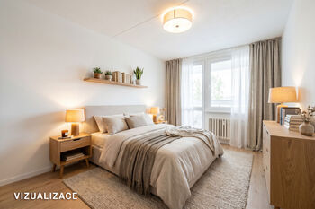 Ložnice vizualizace - Prodej bytu 3+kk v osobním vlastnictví 65 m², Praha 10 - Petrovice