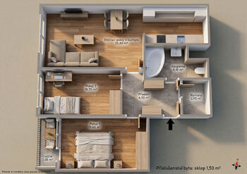 Prodej bytu 3+kk v osobním vlastnictví 65 m², Praha 10 - Petrovice