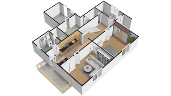 3D půdorys I.NP - Prodej domu 85 m², Sedlnice