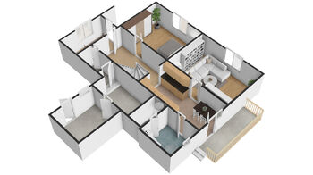 3D půdorys I.NP - Prodej domu 85 m², Sedlnice