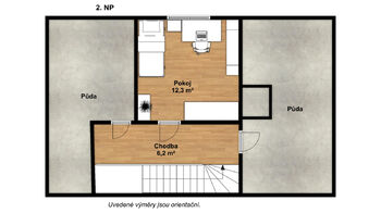 2D půdorys II.NP - Prodej domu 85 m², Sedlnice