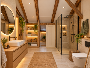 Vizualizace koupelny v II.NP - Prodej domu 85 m², Sedlnice