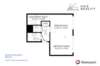 Prodej bytu 1+kk v osobním vlastnictví 31 m², Žatec