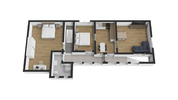 3D půdorys 2.NP - Prodej domu 173 m², Újezd u Boskovic