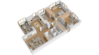 3D půdorys - Prodej bytu 4+1 v osobním vlastnictví 97 m², Břeclav