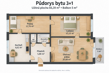 Prodej bytu 3+1 v osobním vlastnictví 66 m², Krucemburk