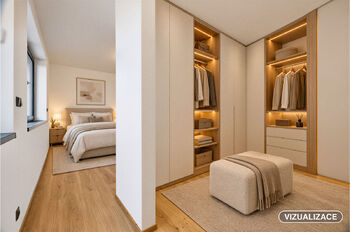 Ložnice se šatnou - vizualizace - Prodej domu 201 m², Vlašim