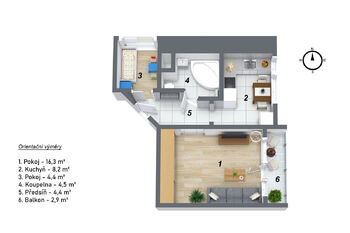 Plánek bytu - Prodej bytu 2+1 v osobním vlastnictví 38 m², Praha 10 - Záběhlice
