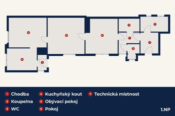 půdorys domu 1.NP - Prodej domu 212 m², Velvary