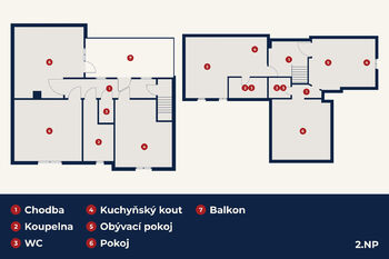 půdorys 2.NP - Prodej domu 212 m², Velvary