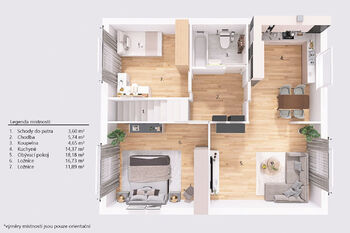 Půdorys patra. - Prodej domu 98 m², Studená
