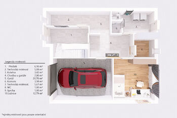 Půdorys přízemí. - Prodej domu 98 m², Studená