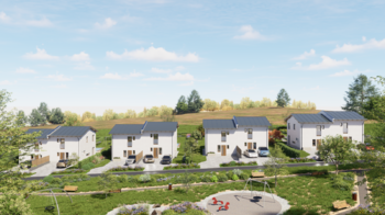 pohled na domy z parku - Prodej domu 108 m², Líšnice