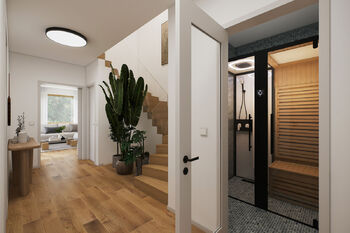vstupní chodba varianta se saunou - Prodej domu 108 m², Líšnice