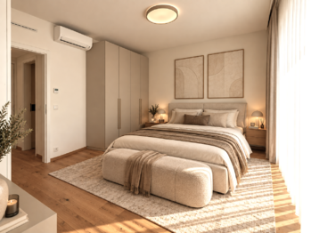 vizualizace ložnice  - Pronájem bytu 2+kk v osobním vlastnictví 52 m², Praha 8 - Karlín