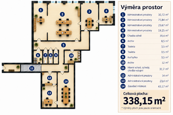 Pronájem kancelářských prostor 338 m², Příbram