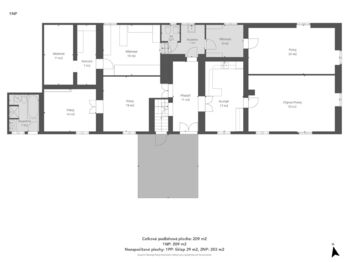 Půdorys přízemí - Prodej domu 238 m², Žabonosy