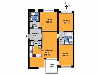 Pronájem bytu 4+kk v osobním vlastnictví 84 m², Velký Osek