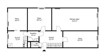Půdorys bytu - Prodej bytu 4+1 v osobním vlastnictví 76 m², Benátky nad Jizerou