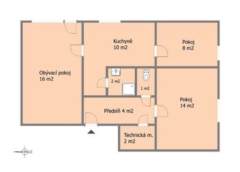Prodej bytu 3+1 v osobním vlastnictví 57 m², Zběšičky