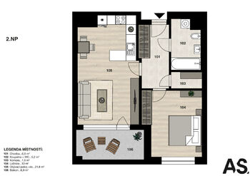Prodej bytu 2+kk v družstevním vlastnictví 51 m², Praha 5 - Hlubočepy