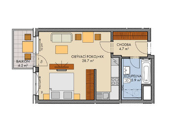 Prodej bytu 1+kk v družstevním vlastnictví 44 m², Praha 10 - Dolní Měcholupy