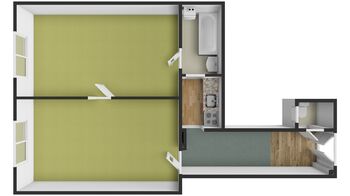 půdorys - Pronájem bytu 2+1 v osobním vlastnictví 57 m², Plzeň