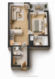 Plánek bytu - Prodej bytu 2+kk v osobním vlastnictví 55 m², Praha 4 - Modřany