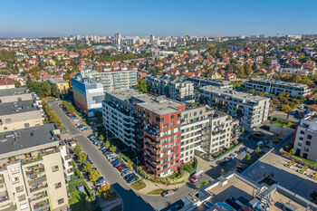 Dron - pohled na Modřany - Prodej bytu 2+kk v osobním vlastnictví 55 m², Praha 4 - Modřany