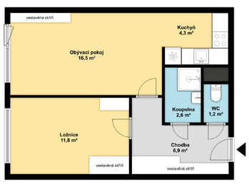 Pronájem bytu 2+kk v osobním vlastnictví 43 m², Praha 8 - Kobylisy