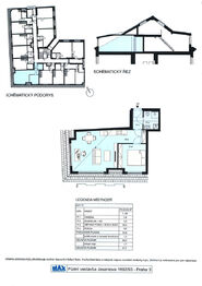 3. Půdorys bytu 2+kk č. 77 - Prodej bytu 2+kk v osobním vlastnictví 48 m², Praha 3 - Žižkov