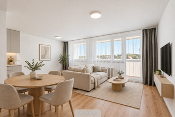 Obývací pokoj - vizualizace - Prodej bytu 4+kk v osobním vlastnictví 92 m², Kostelec nad Černými lesy