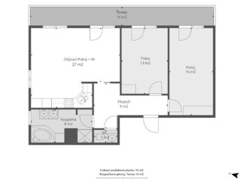 Půdorys - Prodej bytu 3+kk v osobním vlastnictví 89 m², Praha 9 - Újezd nad Lesy