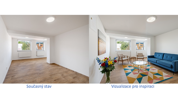 Vizualizace obývací pokoj - Prodej bytu 3+kk v osobním vlastnictví 61 m², Beroun