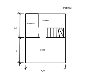 Půdorys patro - Prodej domu 60 m², Chotýšany