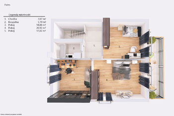 Půdorys patra. - Prodej domu 135 m², Pištín