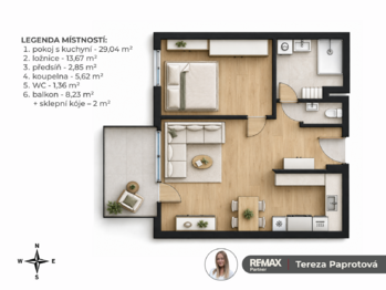Pronájem bytu 2+kk v osobním vlastnictví 53 m², Brno